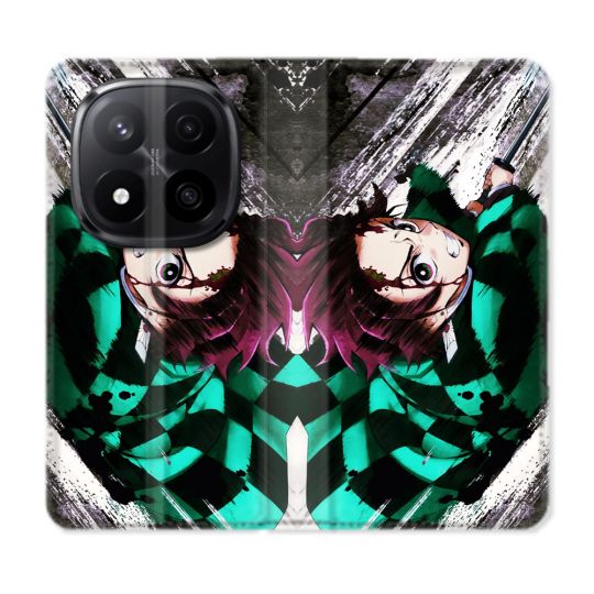 Housse Cuir Portefeuille Pour Xiaomi Redmi Note 14 PRO PLUS 5G Manga Demon Slayer Tanjiro