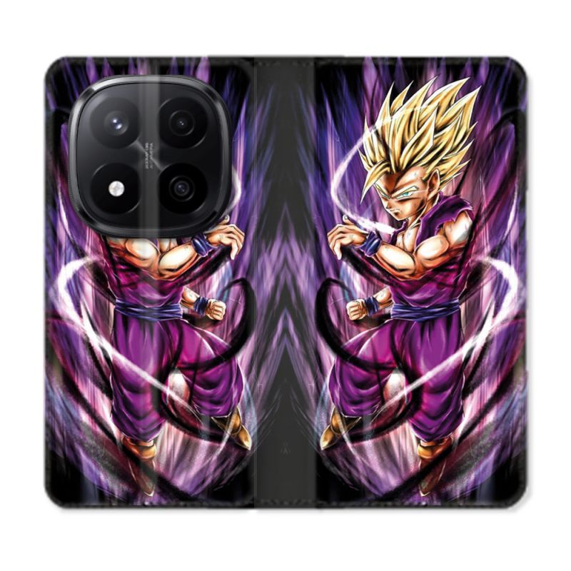 Housse Cuir Portefeuille Pour Xiaomi Redmi Note 14 PRO PLUS 5G Manga Dragon Ball Sangohan Violet