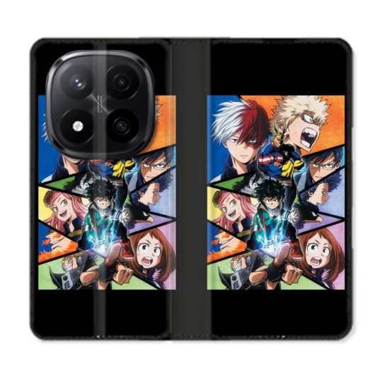 Housse Cuir Portefeuille Pour Xiaomi Redmi Note 14 PRO PLUS 5G Manga My Hero Academia Noir