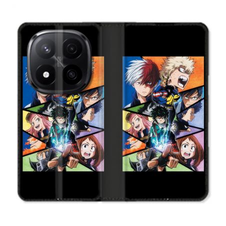 Housse Cuir Portefeuille Pour Xiaomi Redmi Note 14 PRO PLUS 5G Manga My Hero Academia Noir