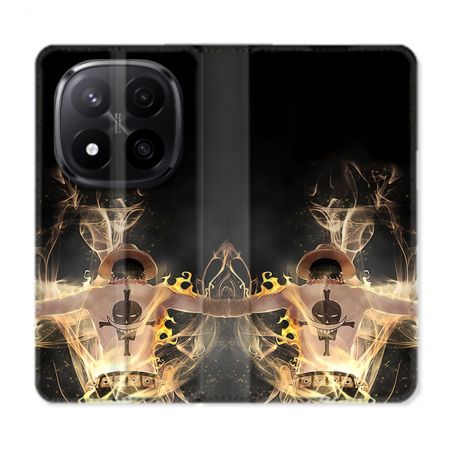 Housse Cuir Portefeuille Pour Xiaomi Redmi Note 14 PRO PLUS 5G Manga One Piece Ace Noir