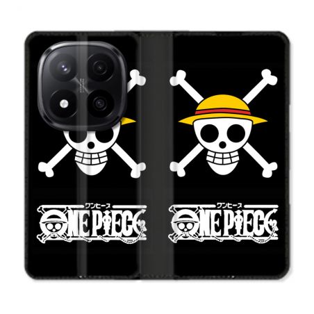 Housse Cuir Portefeuille Pour Xiaomi Redmi Note 14 PRO PLUS 5G Manga One Piece Tete de Mort