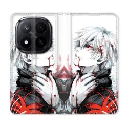 Housse Cuir Portefeuille Pour Xiaomi Redmi Note 14 PRO PLUS 5G Manga Tokyo Ghoul Kaneki Blanc