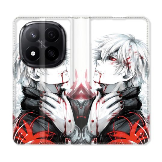Housse Cuir Portefeuille Pour Xiaomi Redmi Note 14 PRO PLUS 5G Manga Tokyo Ghoul Kaneki Blanc