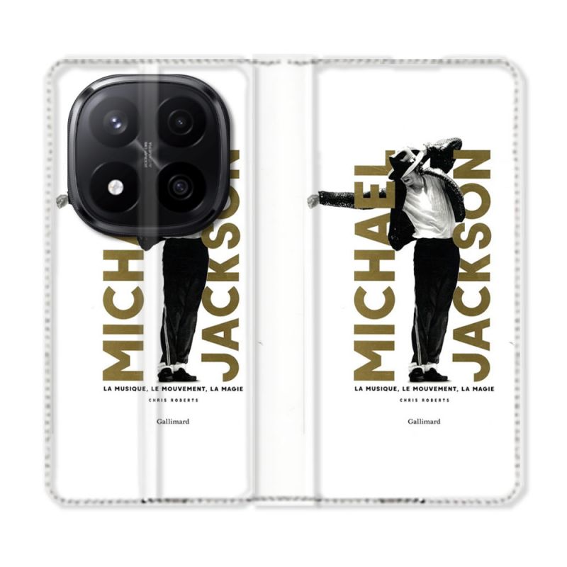 Housse Cuir Portefeuille Pour Xiaomi Redmi Note 14 PRO PLUS 5G Michael Jackson Blanc