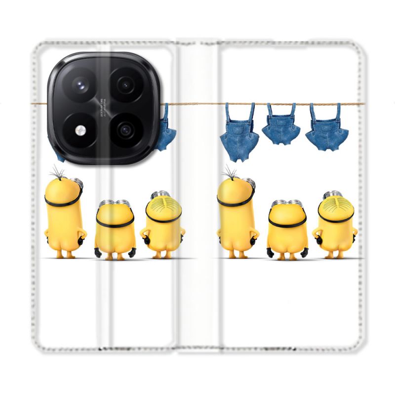 Housse Cuir Portefeuille Pour Xiaomi Redmi Note 14 PRO PLUS 5G Minions Nus