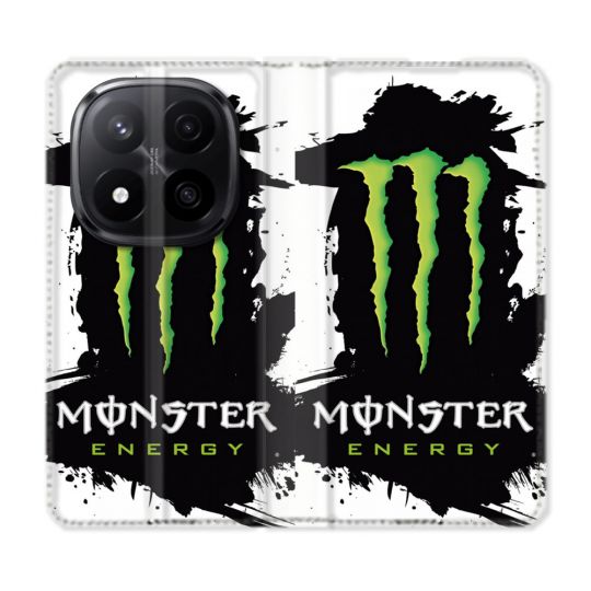 Housse Cuir Portefeuille Pour Xiaomi Redmi Note 14 PRO PLUS 5G Monster Energy Tache
