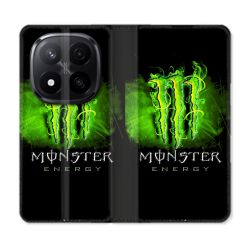 Housse Cuir Portefeuille Pour Xiaomi Redmi Note 14 PRO PLUS 5G Monster Energy Vert