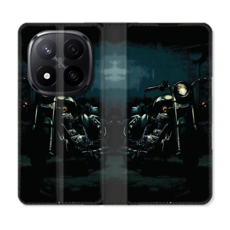 Housse Cuir Portefeuille Pour Xiaomi Redmi Note 14 PRO PLUS 5G Moto Harley Vintage