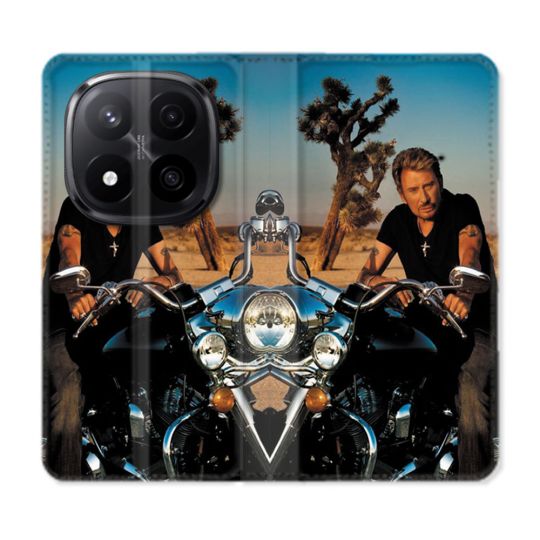 Housse Cuir Portefeuille Pour Xiaomi Redmi Note 14 PRO PLUS 5G Musique Johnny Hallyday Moto
