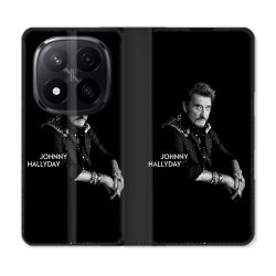 Housse Cuir Portefeuille Pour Xiaomi Redmi Note 14 PRO PLUS 5G Musique Johnny Hallyday Noir