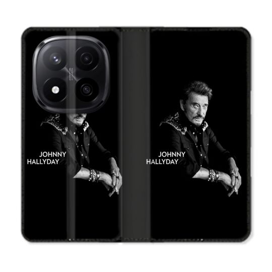 Housse Cuir Portefeuille Pour Xiaomi Redmi Note 14 PRO PLUS 5G Musique Johnny Hallyday Noir