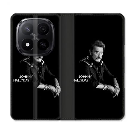 Housse Cuir Portefeuille Pour Xiaomi Redmi Note 14 PRO PLUS 5G Musique Johnny Hallyday Noir
