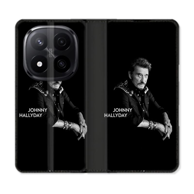 Housse Cuir Portefeuille Pour Xiaomi Redmi Note 14 PRO PLUS 5G Musique Johnny Hallyday Noir