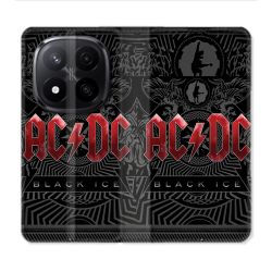 Housse Cuir Portefeuille Pour Xiaomi Redmi Note 14 PRO PLUS 5G Musique Rock ACDC Rouge