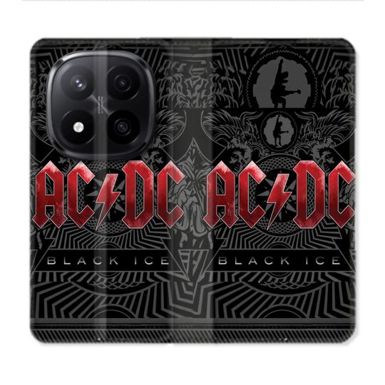 Housse Cuir Portefeuille Pour Xiaomi Redmi Note 14 PRO PLUS 5G Musique Rock ACDC Rouge