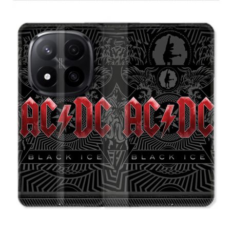 Housse Cuir Portefeuille Pour Xiaomi Redmi Note 14 PRO PLUS 5G Musique Rock ACDC Rouge
