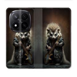Housse Cuir Portefeuille Pour Xiaomi Redmi Note 14 PRO PLUS 5G Musique Rock Herisson