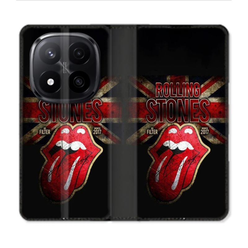 Housse Cuir Portefeuille Pour Xiaomi Redmi Note 14 PRO PLUS 5G Musique Rolling Stones