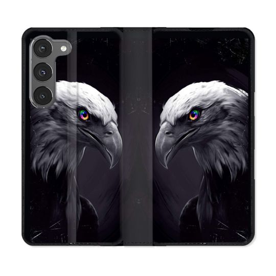 Housse Cuir Portefeuille Pour Samsung Galaxy A26 5G Animal Aigle Royal Noir