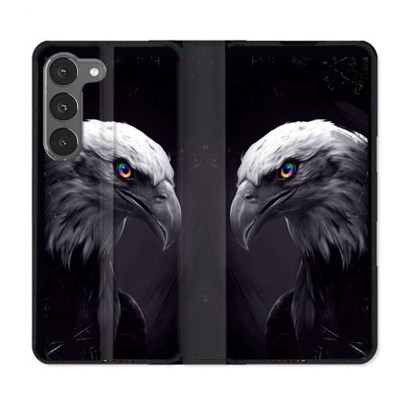 Housse Cuir Portefeuille Pour Samsung Galaxy A26 5G Animal Aigle Royal Noir