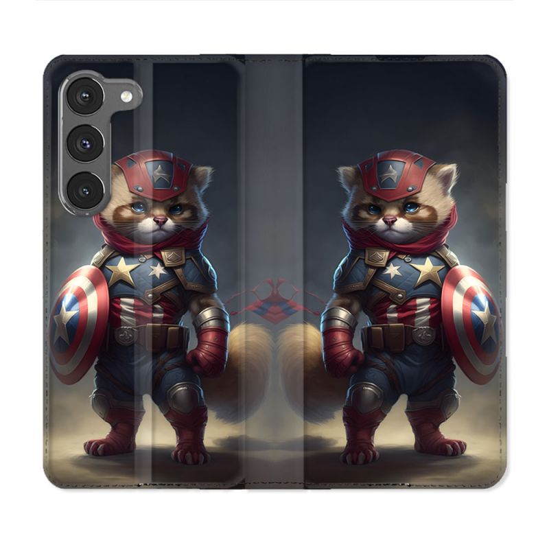 Housse Cuir Portefeuille Pour Samsung Galaxy A26 5G Animal Chat America