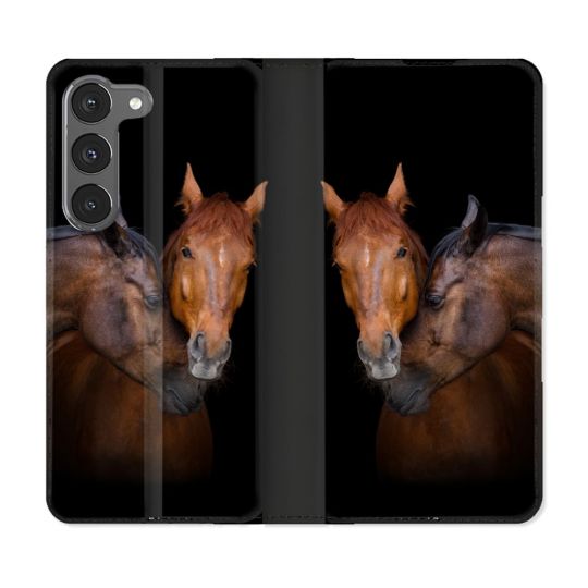 Housse Cuir Portefeuille Pour Samsung Galaxy A26 5G Animal Cheval Marron