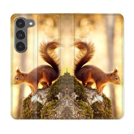 Housse Cuir Portefeuille Pour Samsung Galaxy A26 5G Animal Ecureuil Bois