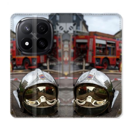 Housse Cuir Portefeuille Pour Xiaomi Redmi Note 14 PRO PLUS 5G Pompier Casque Camion