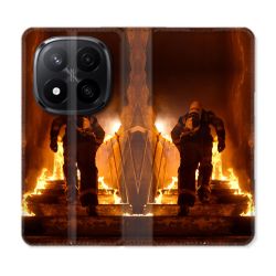 Housse Cuir Portefeuille Pour Xiaomi Redmi Note 14 PRO PLUS 5G Pompier Escalier
