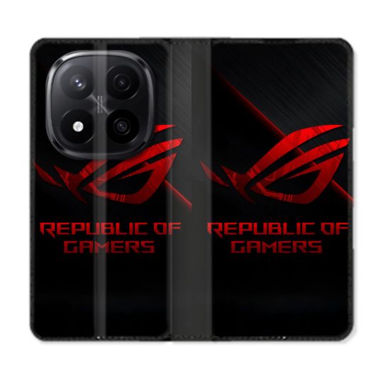 Housse Cuir Portefeuille Pour Xiaomi Redmi Note 14 PRO PLUS 5G ROG Rouge