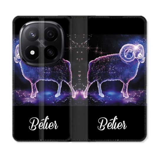 Housse Cuir Portefeuille Pour Xiaomi Redmi Note 14 PRO PLUS 5G Signe Zodiaque 2 Bélier