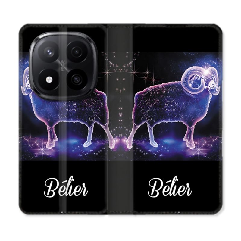 Housse Cuir Portefeuille Pour Xiaomi Redmi Note 14 PRO PLUS 5G Signe Zodiaque 2 Bélier