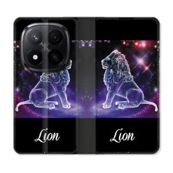 Housse Cuir Portefeuille Pour Xiaomi Redmi Note 14 PRO PLUS 5G Signe Zodiaque 2 Lion
