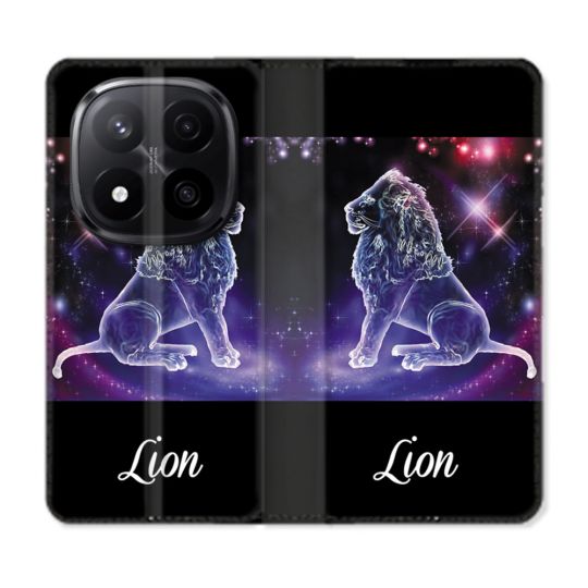Housse Cuir Portefeuille Pour Xiaomi Redmi Note 14 PRO PLUS 5G Signe Zodiaque 2 Lion