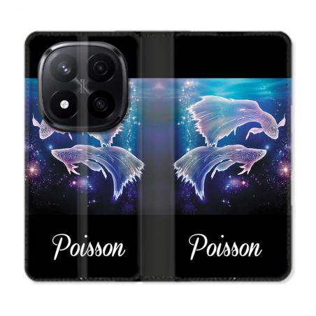 Housse Cuir Portefeuille Pour Xiaomi Redmi Note 14 PRO PLUS 5G Signe Zodiaque 2 Poisson