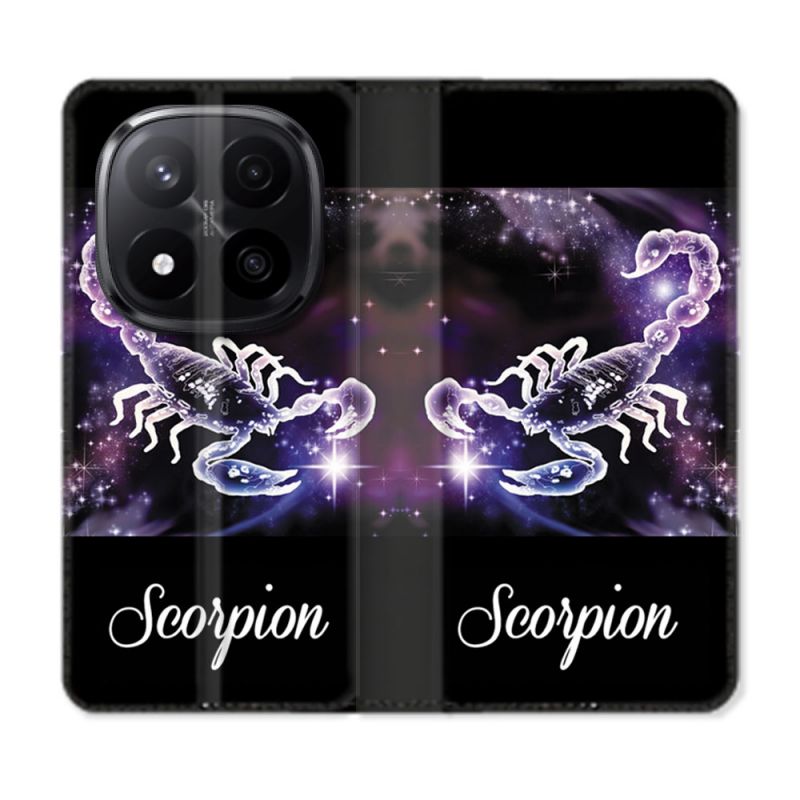 Housse Cuir Portefeuille Pour Xiaomi Redmi Note 14 PRO PLUS 5G Signe Zodiaque 2 Scorpion