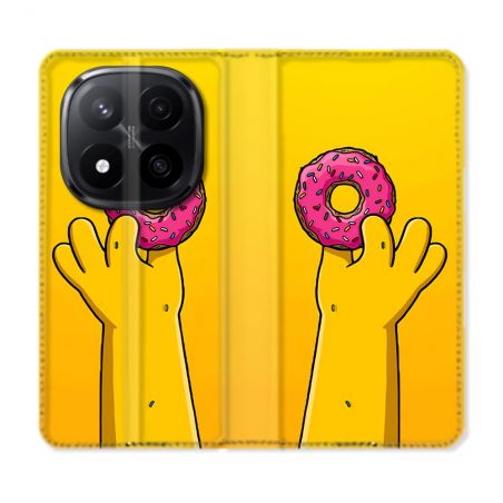Housse Cuir Portefeuille Pour Xiaomi Redmi Note 14 PRO PLUS 5G Simpson Donuts