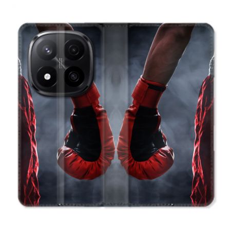 Housse Cuir Portefeuille Pour Xiaomi Redmi Note 14 PRO PLUS 5G Sport Boxe Gant Rouge