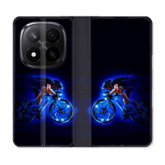 Housse Cuir Portefeuille Pour Xiaomi Redmi Note 14 PRO PLUS 5G Sport Cyclisme Bleu