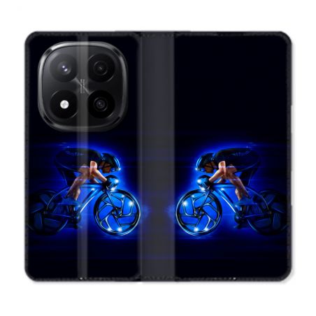 Housse Cuir Portefeuille Pour Xiaomi Redmi Note 14 PRO PLUS 5G Sport Cyclisme Bleu