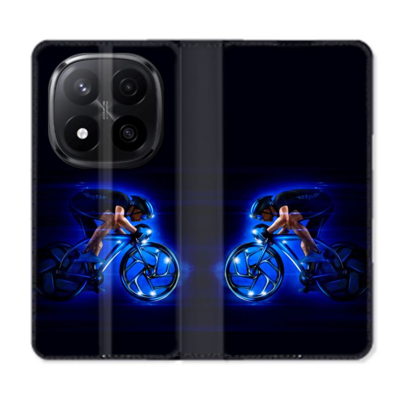 Housse Cuir Portefeuille Pour Xiaomi Redmi Note 14 PRO PLUS 5G Sport Cyclisme Bleu
