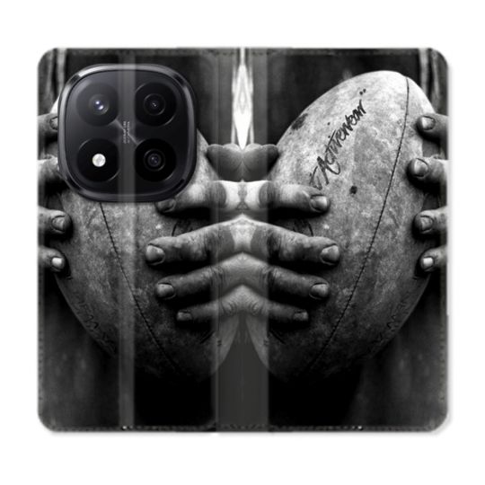 Housse Cuir Portefeuille Pour Xiaomi Redmi Note 14 PRO PLUS 5G Sport Rugby Ballon Vintage