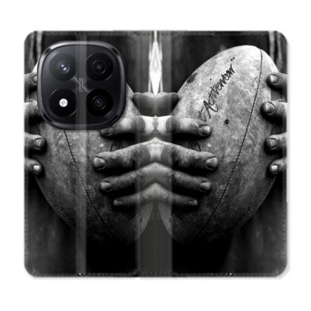 Housse Cuir Portefeuille Pour Xiaomi Redmi Note 14 PRO PLUS 5G Sport Rugby Ballon Vintage