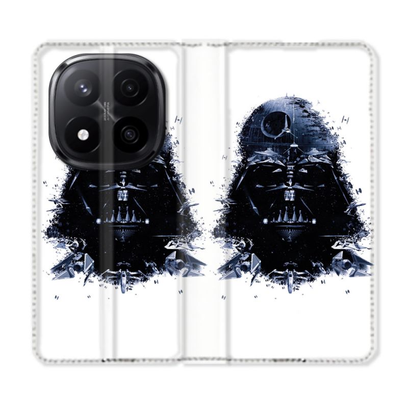 Housse Cuir Portefeuille Pour Xiaomi Redmi Note 14 PRO PLUS 5G Star Wars - Dark Vador Blanc
