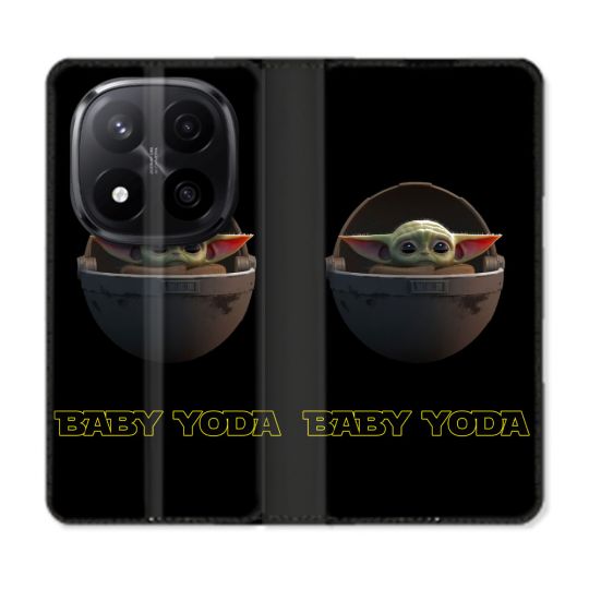 Housse Cuir Portefeuille Pour Xiaomi Redmi Note 14 PRO PLUS 5G Star Wars - Yoda bebe noir