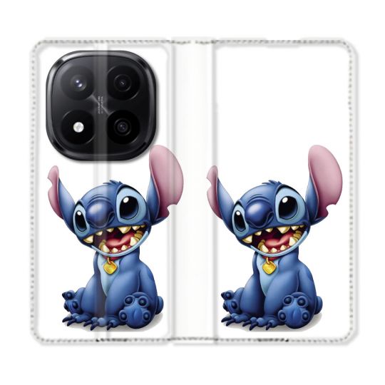 Housse Cuir Portefeuille Pour Xiaomi Redmi Note 14 PRO PLUS 5G Stitch Blanc