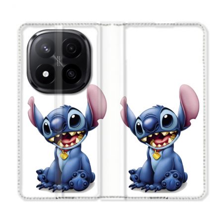 Housse Cuir Portefeuille Pour Xiaomi Redmi Note 14 PRO PLUS 5G Stitch Blanc