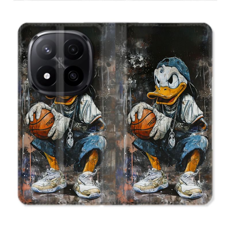 Housse Cuir Portefeuille Pour Xiaomi Redmi Note 14 PRO PLUS 5G Street Art Donald Duck