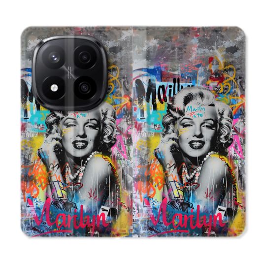 Housse Cuir Portefeuille Pour Xiaomi Redmi Note 14 PRO PLUS 5G Street Art Maryline Monroe